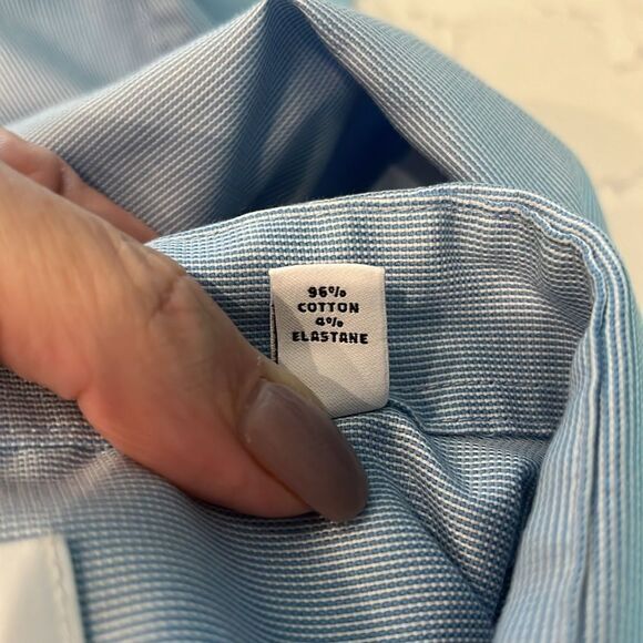 Men's Calvin Klein Slim Fit Performance Non-iron LS Blue Dress Shirt - Picture 8 of 9